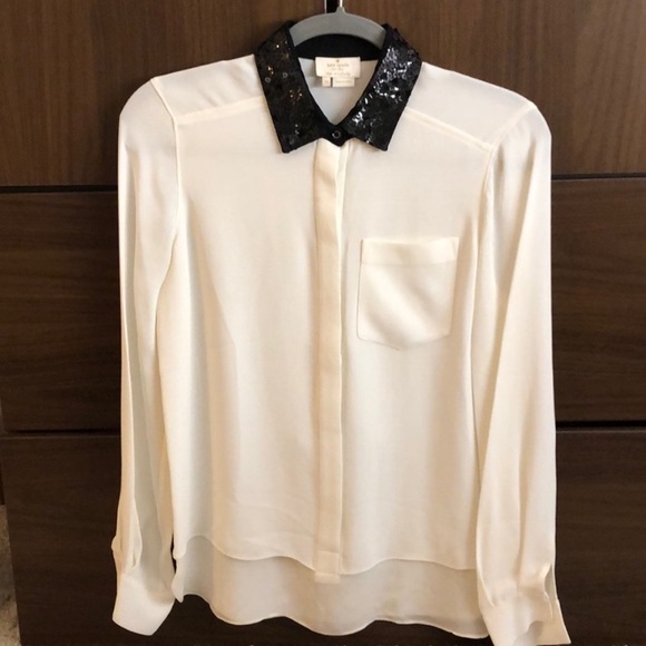 Kate spade button up sequin collar blouse XS - Picture 2 of 16